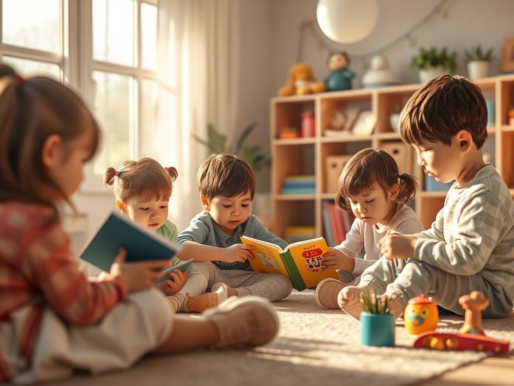 A serene and inspiring environment where children engage in learning